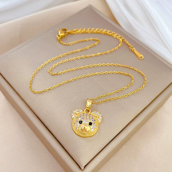 Wholesale Necklace Stainless Steel Copper Geometric Style Light Luxury Elegant Gorgeous Cute Bear Unisex
