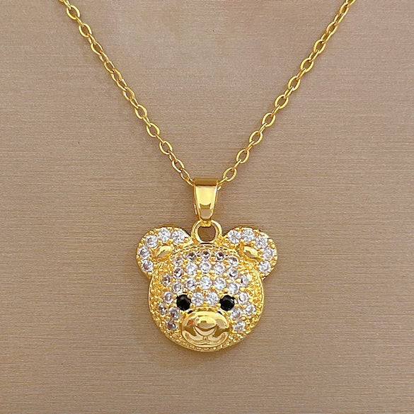 Wholesale Necklace Stainless Steel Copper Geometric Style Light Luxury Elegant Gorgeous Cute Bear Unisex