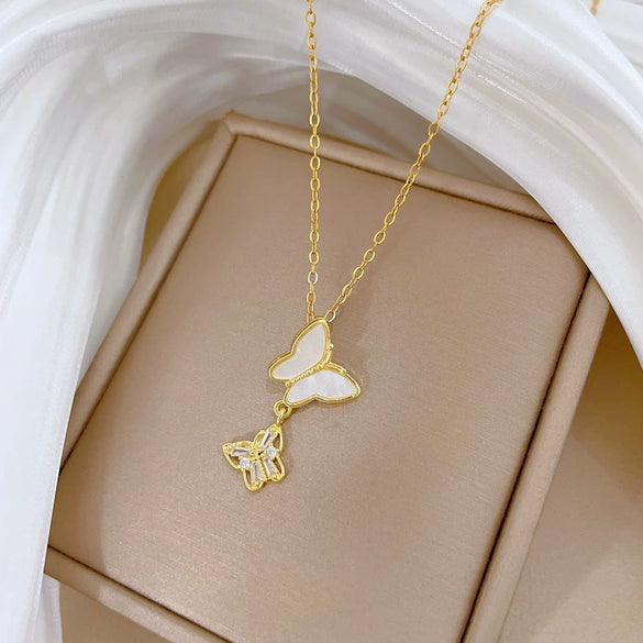 Wholesale Necklace Stainless Steel Copper Hollow Shell Butterfly Geometric Cartoon Natural Light Luxury Elegant Gorgeous Unisex