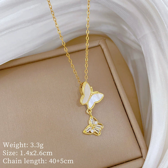 Wholesale Necklace Stainless Steel Copper Hollow Shell Butterfly Geometric Cartoon Natural Light Luxury Elegant Gorgeous Unisex