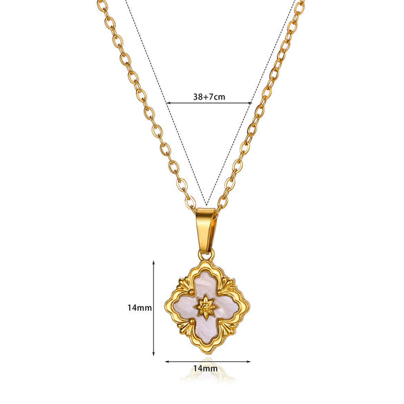 Wholesale Necklace Stainless Steel Cross Chain With Peacock Fritillary Clover Pendant Electroplated