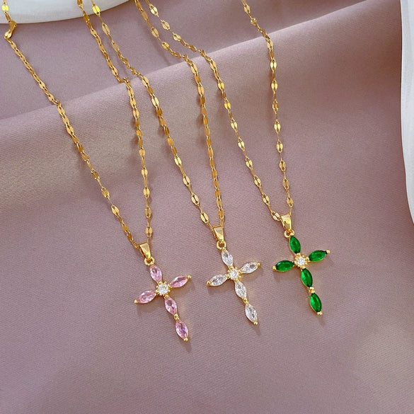 Wholesale Necklace Stainless Steel Cross Geometric Female Light Luxury Temperament