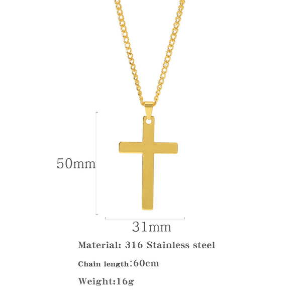 Wholesale Necklace Stainless Steel Cross Hip Hop Fashion Electroplating Ochain Unisex