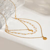 Wholesale Necklace Stainless Steel Crystal Electroplating Geometric Star Moon Tassel Three Layer Jewelry For Women
