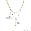 Wholesale Necklace Stainless Steel Double Layer Gold Plated Tassel Life Tree Blue Turquoise Fashion Retro Accessory