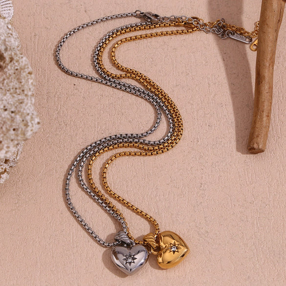 Wholesale Necklace Stainless Steel Electroplated Gold Horn Pattern Heartshaped For Women