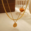 Wholesale Necklace Stainless Steel French Retro Style Geometric Pattern Electroplated For Women