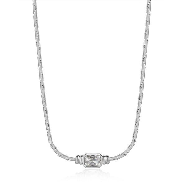 Wholesale Necklace Stainless Steel Geometric Braided Chain Mixed Gemstone Setting 18K Gold Plated