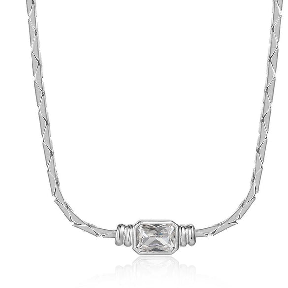 Wholesale Necklace Stainless Steel Geometric Braided Chain Mixed Gemstone Setting 18K Gold Plated
