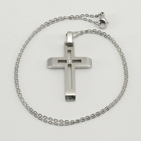 Wholesale Necklace 316L Stainless Steel Geometric Cross Electroplated 18K Gold For Women
