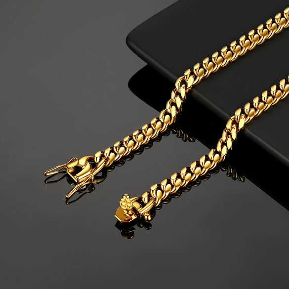 Wholesale Necklace Stainless Steel Geometric Cuban Chain Faucet Buckle Unisex Personality Style