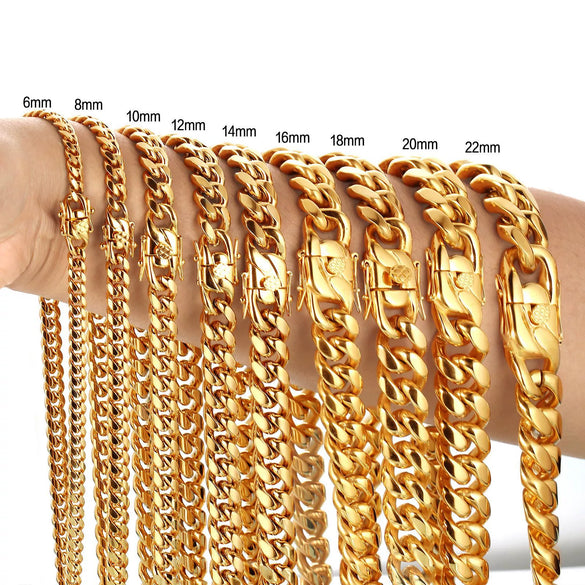Wholesale Necklace Stainless Steel Geometric Cuban Chain Faucet Buckle Unisex Personality Style