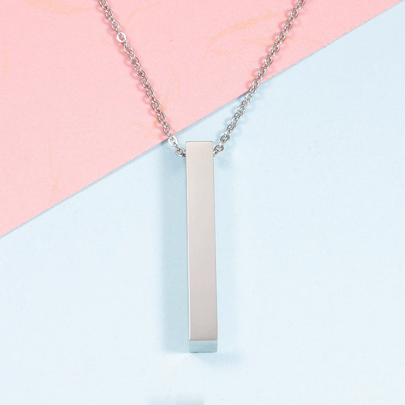 Wholesale Necklace Stainless Steel Geometric Cuboid Stereo Electroplating Cross Chain Pendant