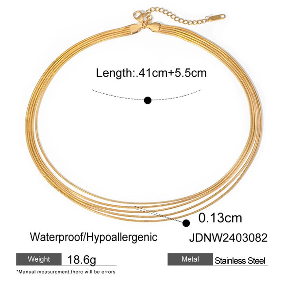 Wholesale Necklace Stainless Steel Geometric Electroplating Twist Ochain Pendant Threelayer