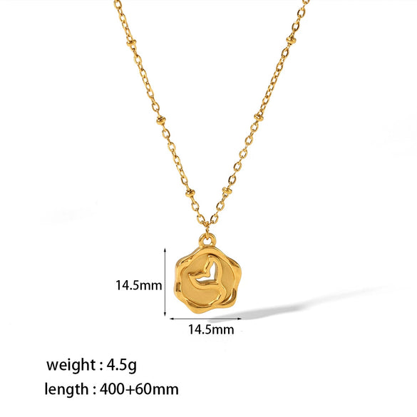 Wholesale Necklace Stainless Steel Geometric Mermaid Fairy Tale Pendant Electroplated Fashion Light Luxury
