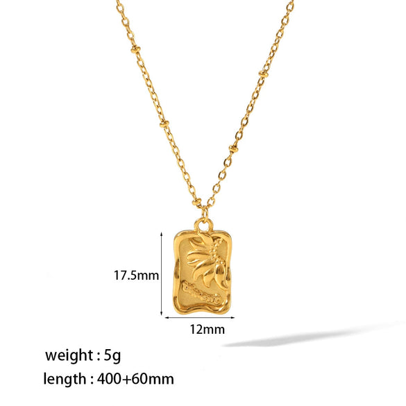 Wholesale Necklace Stainless Steel Geometric Mermaid Fairy Tale Pendant Electroplated Fashion Light Luxury
