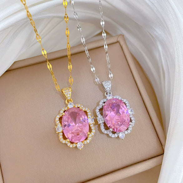 Wholesale Necklace Stainless Steel Geometric Pattern Microinlaid Light Luxury Elegant Unisex Collarbone Chain