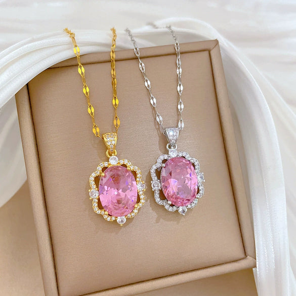 Wholesale Necklace Stainless Steel Geometric Pattern Microinlaid Light Luxury Elegant Unisex Collarbone Chain