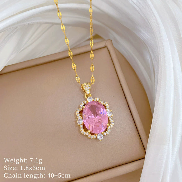 Wholesale Necklace Stainless Steel Geometric Pattern Microinlaid Light Luxury Elegant Unisex Collarbone Chain