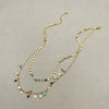 Wholesale Necklace Stainless Steel Geometric Retro Bohemian Style Double Layer With Pearl Color Bead Pendant Electroplated