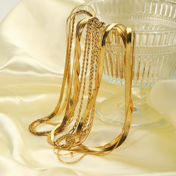 Wholesale Necklace Stainless Steel Geometric Simple Stacked Multi Layer Bone Twist Electroplated For Women