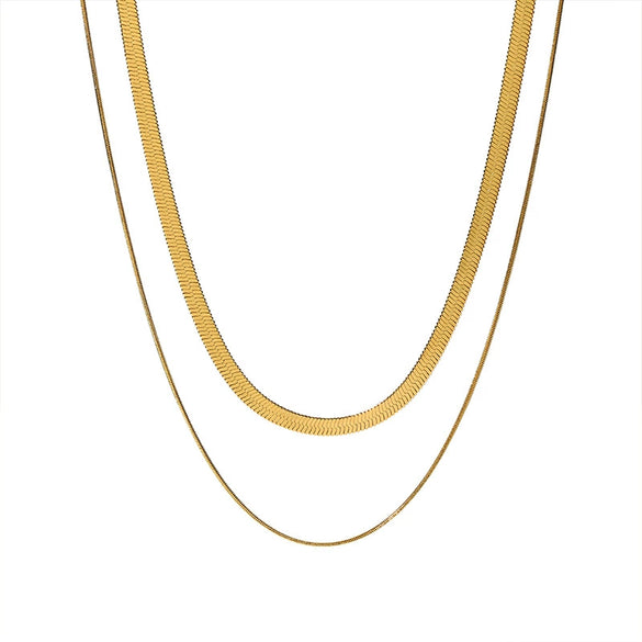 Wholesale Necklace Stainless Steel Geometric Simple Stacked Multi Layer Bone Twist Electroplated For Women