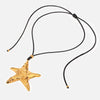 Wholesale Necklace Stainless Steel Geometric Starfish Pendant Electroplated Black Wax Rope Retro Style For Women