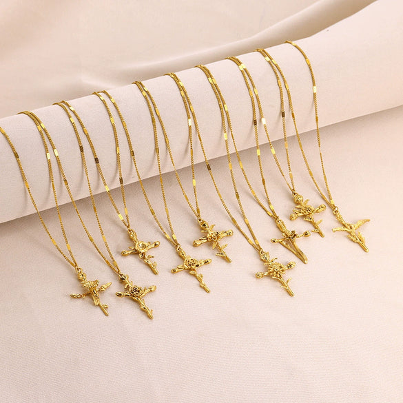 Wholesale Necklace Stainless Steel Gold Electroplated With Letters Numbers Text Pattern