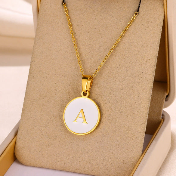 Wholesale Necklace Stainless Steel Gold Ochain Letter Pendant Electroplating Style