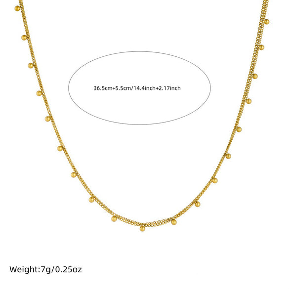 Wholesale Necklace Stainless Steel Gold Plated Geometric Doublelayer Round Bead Chain For Women