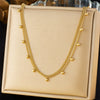 Wholesale Necklace Stainless Steel Gold Plated Geometric Doublelayer Round Bead Chain For Women