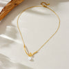 Wholesale Necklace Stainless Steel Gold Plated Geometric Knot Twist V Pendant Pearl Fashion Chain