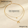 Wholesale Necklace Stainless Steel Gold Plated Geometric Star Moon Retro Style