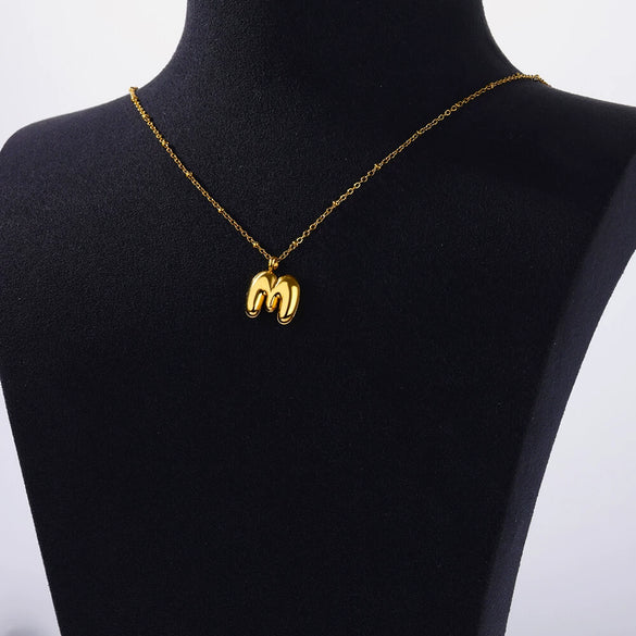 Wholesale Necklace Stainless Steel Gold Plated Letter Pendant Unisex