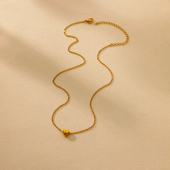 Wholesale Necklace Stainless Steel Gold Plated Love Letter Peach Heart Shaped For Women