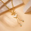 Wholesale Necklace Stainless Steel Gold Plated Retro Pearl Love Ot Buckle Chain Tassel Fashion Style