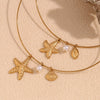 Wholesale Necklace Stainless Steel Gold Plated Starfish Scallop Conch Pearl Pendant For Female