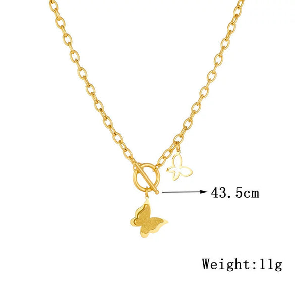 Wholesale Necklace Stainless Steel Goldplated Butterfly Cut Out Retro Fashion For Women