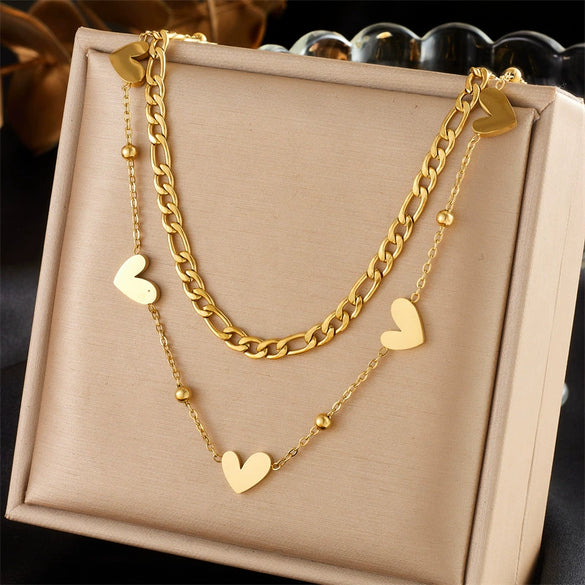 Wholesale Necklace Stainless Steel Goldplated Pearl Love Eyes Butterfly Pendant Heart Shape