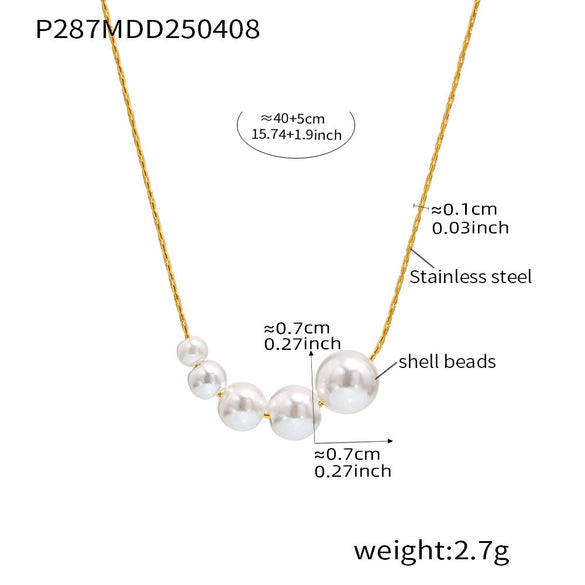 Wholesale Necklace Stainless Steel Imitation Pearl Geometric Style Electroplated For Women