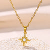 Wholesale Necklace Stainless Steel Inlaid Zircon With Star Moon Four Leaf Clover Pendant Electroplated Letters Numbers Text Design