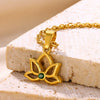 Wholesale Necklace Stainless Steel Inlaid Zircon With Star Moon Four Leaf Clover Pendant Electroplated Letters Numbers Text Design