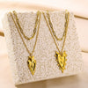Wholesale Necklace Stainless Steel 18K Gold Electroplating Double Layer Cross Chain Love Pendant