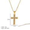 Wholesale Necklace Stainless Steel 18K Gold Plated Cross Set Zircon Geometric Light Luxury Style