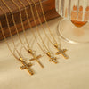 Wholesale Necklace Stainless Steel 18K Gold Plated Cross Set Zircon Geometric Light Luxury Style