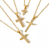 Wholesale Necklace Stainless Steel 18K Gold Plated Cross Set Zircon Geometric Light Luxury Style