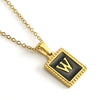Wholesale Necklace 316L Stainless Steel 18K Gold Plated Letter Square Pendant For Women
