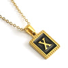 Wholesale Necklace 316L Stainless Steel 18K Gold Plated Letter Square Pendant For Women
