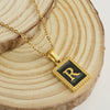 Wholesale Necklace 316L Stainless Steel 18K Gold Plated Letter Square Pendant For Women