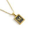 Wholesale Necklace 316L Stainless Steel 18K Gold Plated Letter Square Pendant For Women